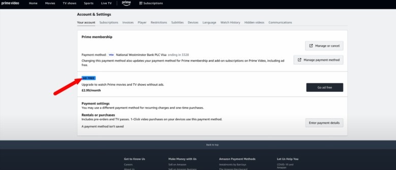Look for the “Ad-Free" section Look for the “Ad-Free" section
