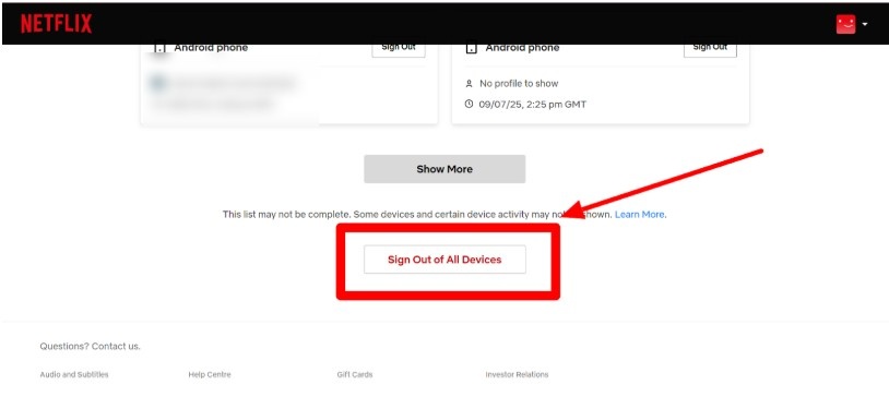 Sign Out All Devices